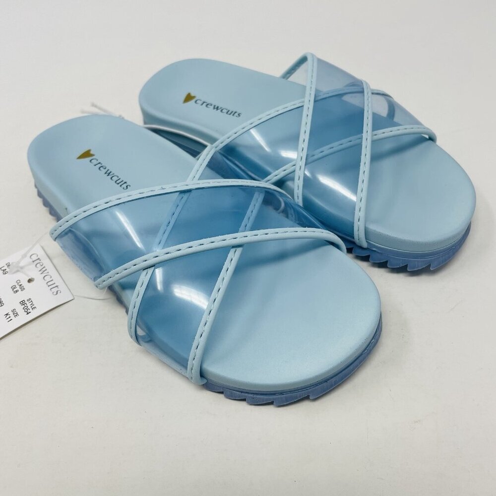 J Crew Crewcuts Little Girl K11 Slip On Pool Clear Jelly Sandals in Blue $45 221